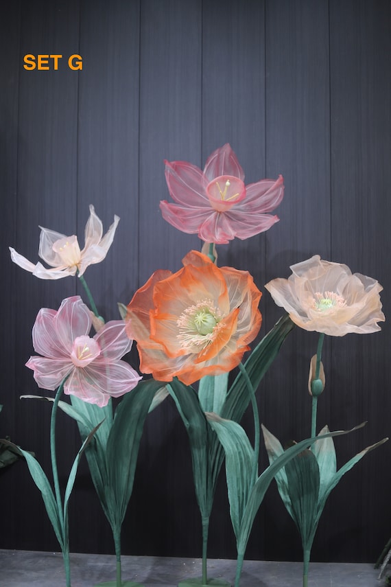 Free-Standing Giant Paper Flower Set- Party/Wedding/Event Floral Decoration- Retail Front Window Display- Spring/Summer Hand Crafted Decor