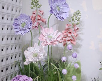Blush & Lavender Waterproof Floral Sculpture Set/ Free-Standing Giant Paper Flower/ Outdoor Events Floral Decor/ Store Front Window Display
