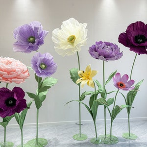 Set di fiori giganti autoportanti primaverili/estivi - Vetrina per la vendita al dettaglio - Decorazione per eventi/feste - Splendido mix di fiori di carta e seta - Visual Merchandising