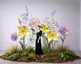 Giant Oversized Floral Installation - Freestanding Paper Flower Display for Events, Retail Visual Merchandising, and Luxury Photo Backdrops