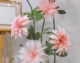 Free-Standing Spring/Summer Giant Elegant Pink Dahlia Set -Wedding Floral Set- Retail/Store Front Window Display-Hand Crafted Event Decor