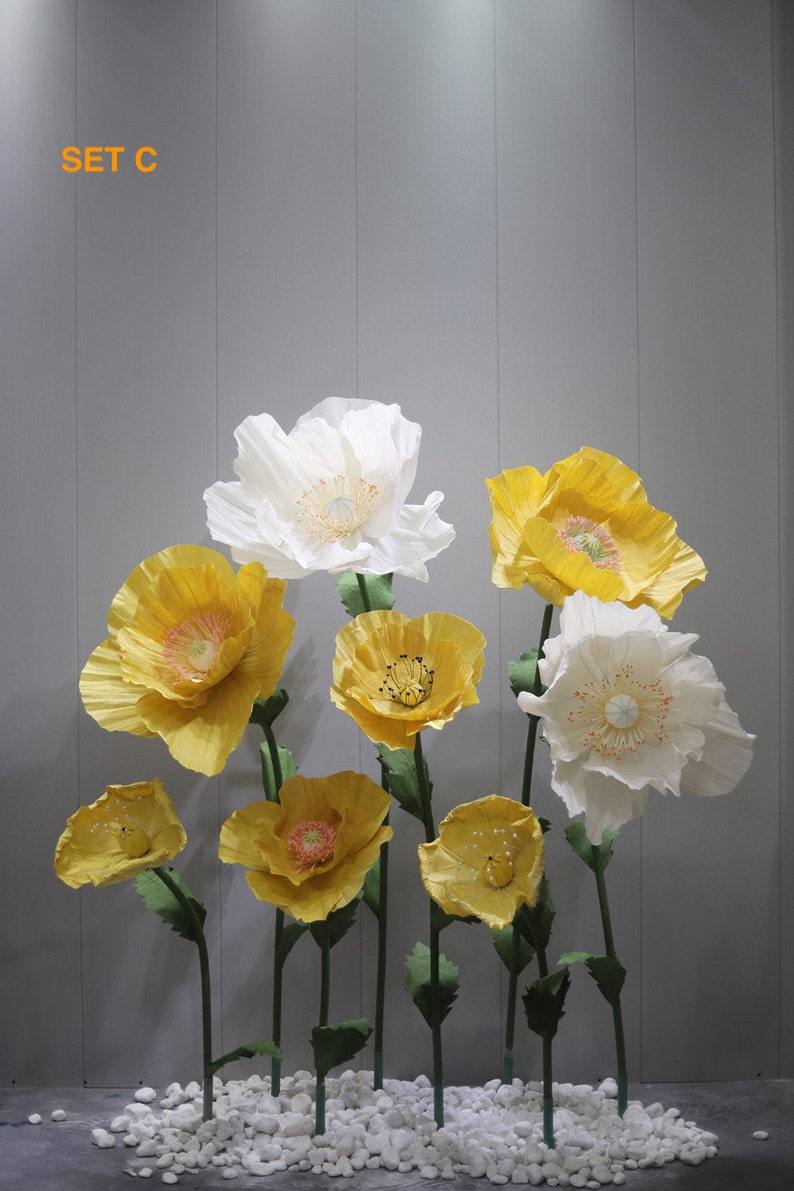 Free-Standing Giant Paper Flower Set- Party/Wedding/Event Floral Decoration- Retail Front Window Display- Spring/Summer Hand Crafted Decor SET C