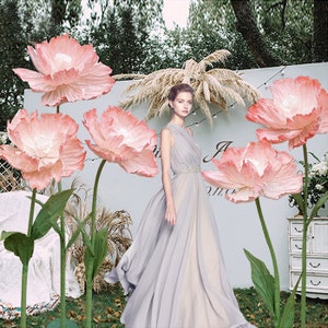 Large Free Standing Paper Flower Set -Wedding/Party Photo Backdrop- Giant Poppy Flower- Retail Front Window Decor- Hand Crafted Event Decor