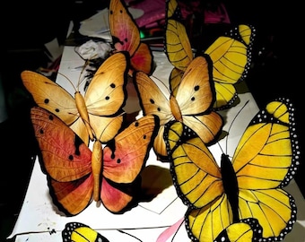 Exquisite Hand-Painted Paper Butterflies - Spring Summer Wedding/ Event Decor- Bespoke Visual Merchandising Hanging Installation