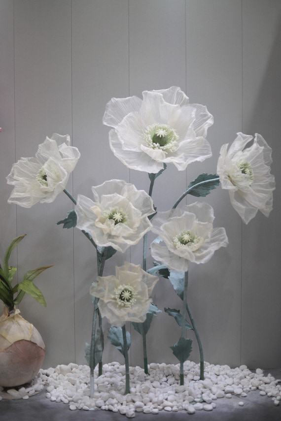 Free standing Giant Silk Poppy Flower Set Wedding event Floral
