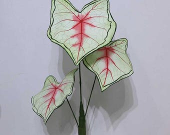 Oversized Tropical Leaf Sculptures – Waterproof Giant Handmade Paper Leaves Caladium for Event Decor, Window Display, and Photo Backdrop