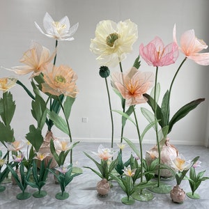 Frühling Sommer Riesige Freistehende Seide Blume Set-Event/Hochzeit Blumen Set-Einzelhandel Front Fenster Dekor-Handgefertigte Mohnblume, Tulpe, Narzisse