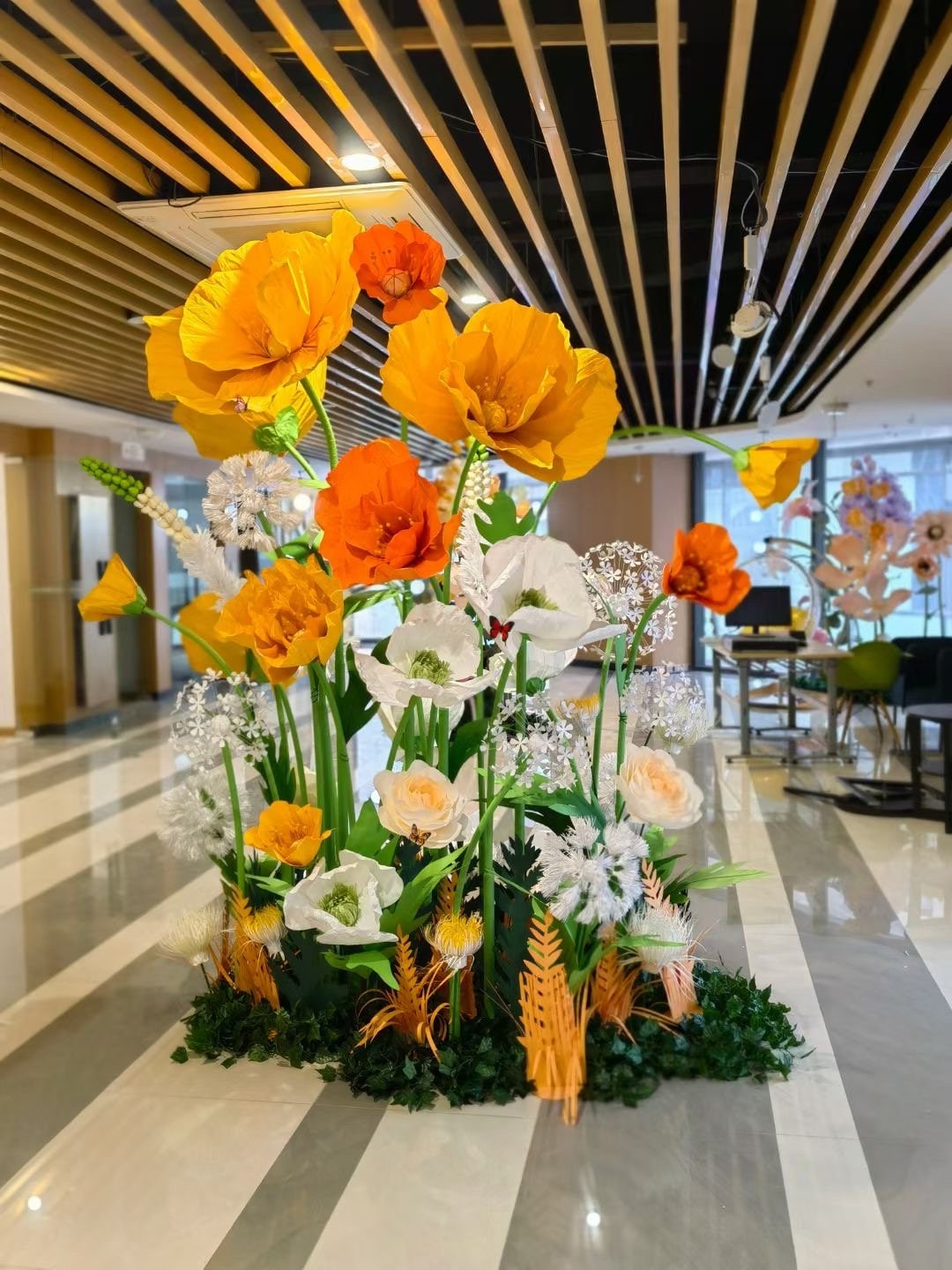 Holiday Retail Front Window Display- Hand Crafted Flower