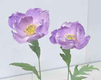 Spring/Summer Handmade Paper Poppy Flower- Wedding/Events Flower Banquet Centerpiece- Retail Front Decor- Purple Pink Poppy- Home Decoration