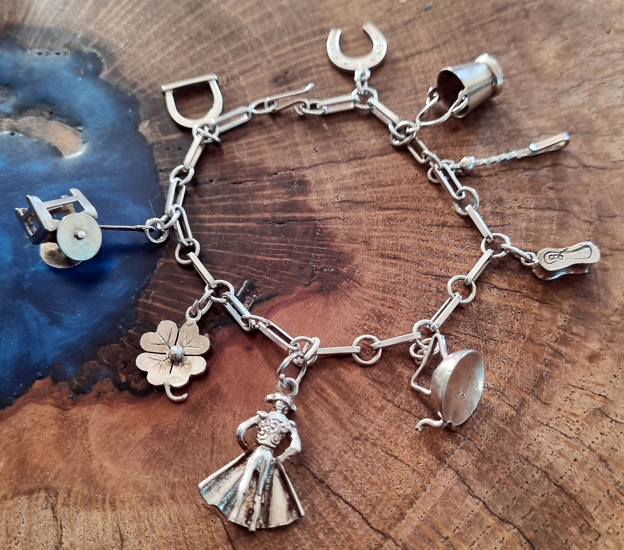 Child's Sterling Silver Curb Link Mexican Charm Bracelet, Curb Bracelet,  Mexico Themed Charm Bracelet, Old Mexican Sterling Silver Charms 