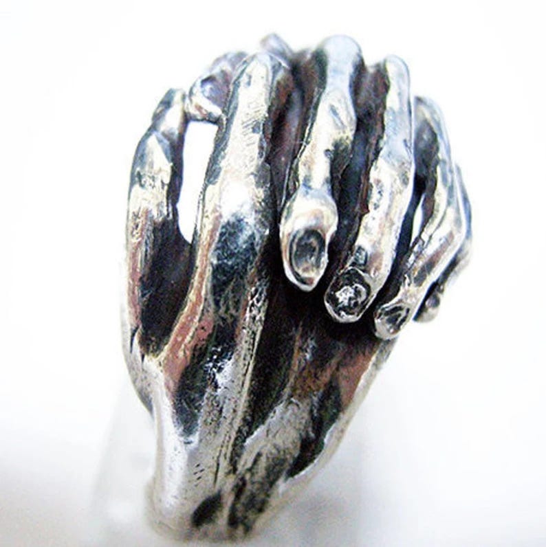 Handmade Sterling Silver Hands Ring, OOAK Artisan Design, US Size 10 - Etsy
