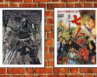 SEVEN SAMURAI 七人の侍 1954 Akira Kurosawa Vintage Movie Cinema Poster Film Art