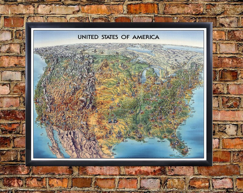 us map art print united states map poster large map of usa art print bird eye map current usa map download geographical map of america large us map poster