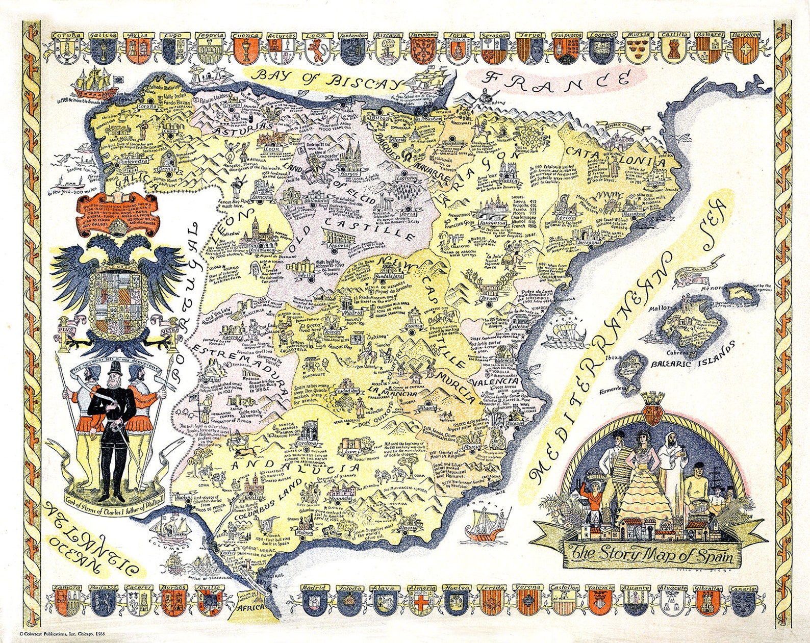 Spain Map Art Print Old Map of Spain Printable Travel Map of | Etsy