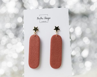 Stud earrings for women, Polymer clay earrings, Long dangle earrings with star, Gift for women who have everything