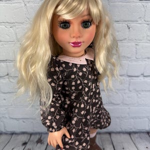 Custom doll wig  blonde bangs Wig 10-11 Head Size Made to Fit 18’’American Dolls