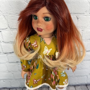 Custom doll wig copper swept Wig 10-11 Head Size Made to Fit 18’’American Dolls