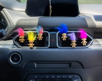 Troll Car Vent Clip – Colorful Troll Doll Car Charm – Funny Car Accessory – Retro 90s Aesthetic Gift - Car accessories