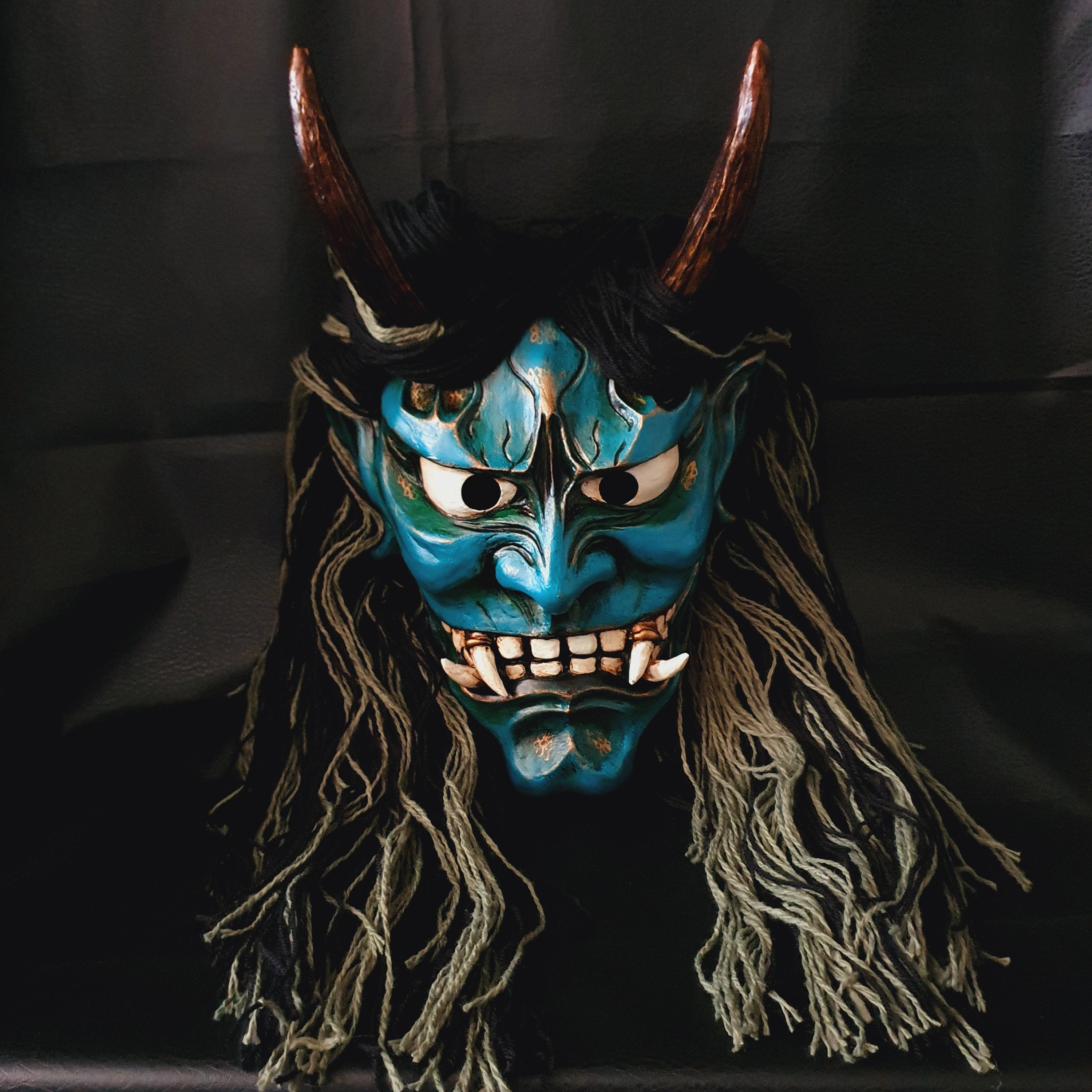 Oni Máscara Hannya Kabuki Demonio Japonés Samurai Asesino Noh Etsy