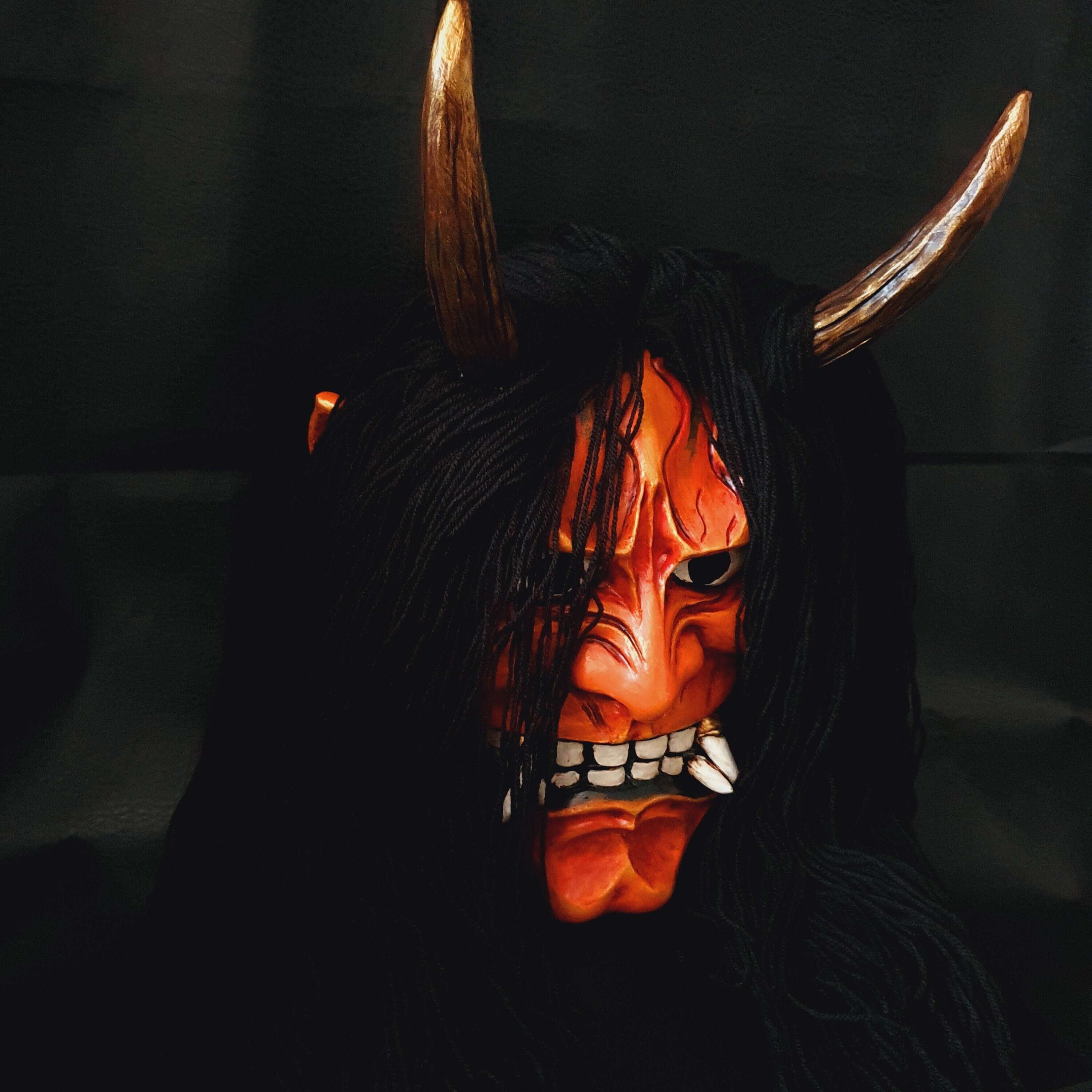 Oni máscara Hannya Kabuki japonés demonio samurai asesino Noh Etsy