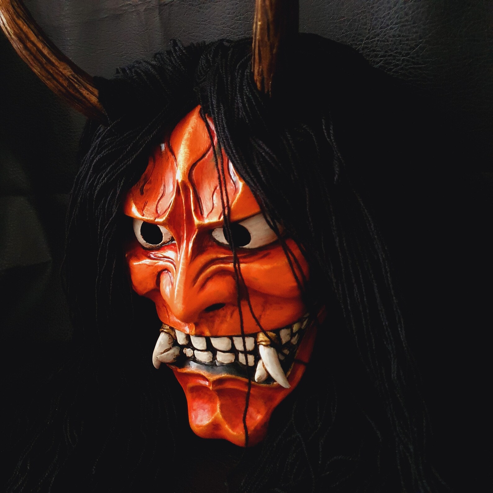 Oni máscara Hannya Kabuki japonés demonio samurai asesino Noh Etsy