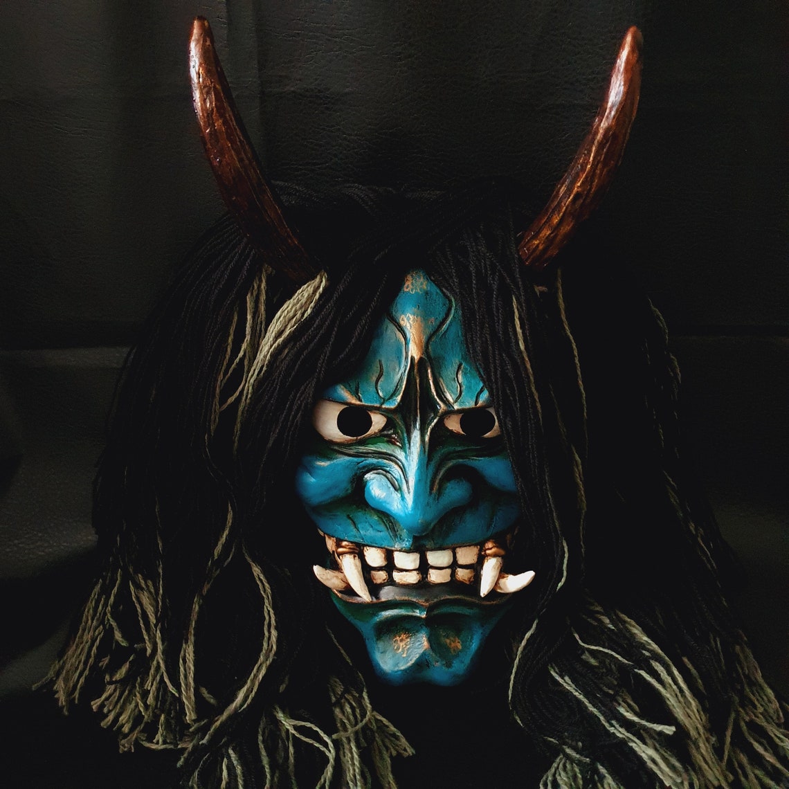 Oni Máscara Hannya Kabuki Demonio Japonés Samurai Asesino Noh Etsy