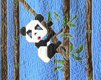 Patrón de edredón de bebé panda, edredón de bebé con animales en PDF, patrón de apliques de descarga instantánea.