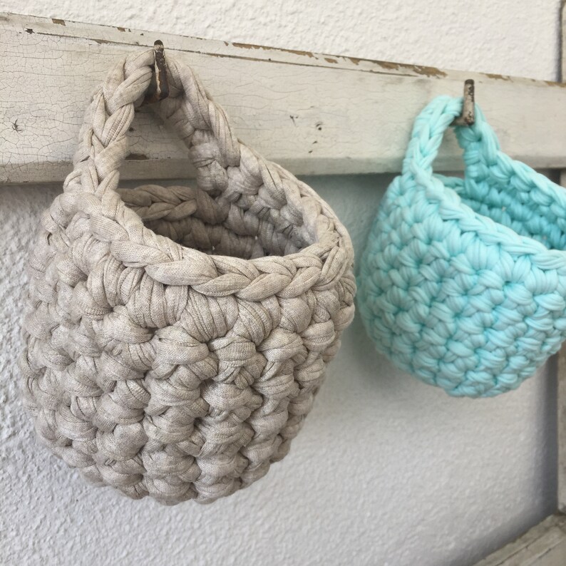 Crochet Hanging Basket Wall Hanging Storage Basket Nursery Etsy UK