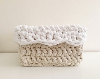 Crochet basket, storage basket, square basket, knitted basket, nursery decor, house organization, bathroom organizer, eco friendly decor