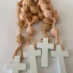 Crochet Rosary, Rosary bracelet, Baptism favor, First Communion gift, Baptism gift, Religious gift, Wedding favor, Catholic party favor image 11