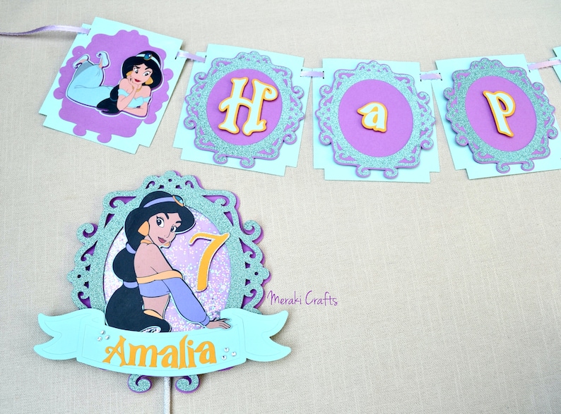 Princess Jasmine Birthday Banner Princess Jasmin Banner | Etsy