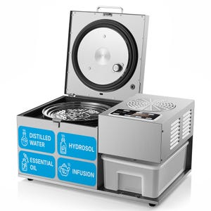 Infusor y destilador todo en uno LETIME ADI. Máquina para infusiones de aceites herbales, destilador de aceites esenciales, fabricante de hidrolatos. Destilador de agua de 4 litros. 120 V 780 W