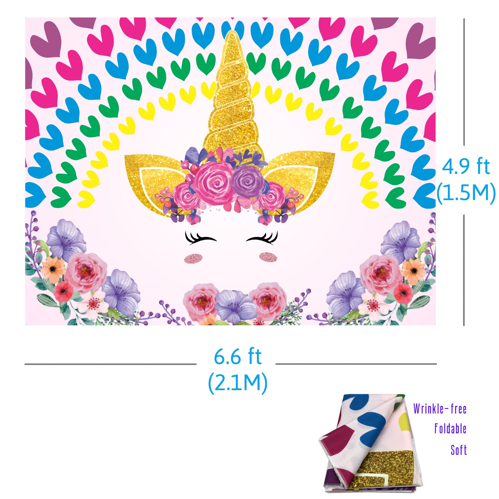 Unicorn Birthday Backdrop Physical Photography Background Etsy