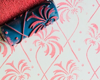 Patroon verfroller No61, WILDE ROZEN, Patroon, Verfroller voor muurdecoratie, Roller, 15cm, ontwerpen van patroonverfrollers.
