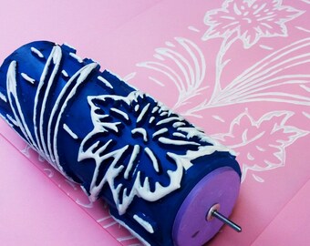Rodillo de pintura n.º 32, NATURALEZA, Estampado, Rodillo de goma decorativo de 15 cm, diseños de rodillos de pintura con estampados