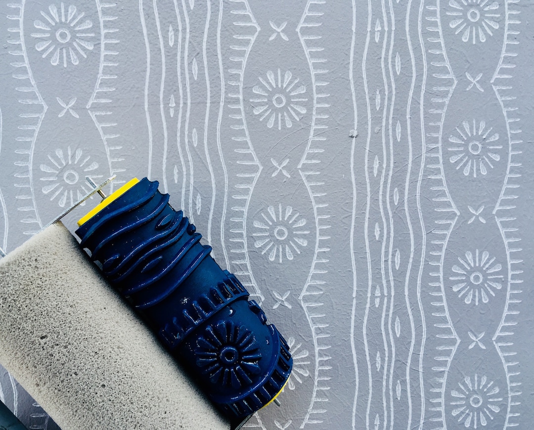 Pattern Roller Pattern Paint Rollerno5,flower -, Wall Decor, Rubber Roller, 15cm ...