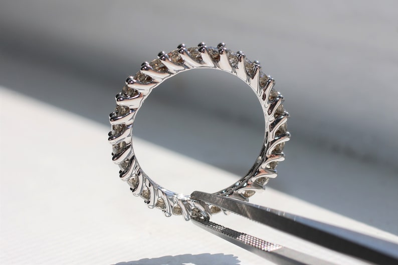 Chocolatebrown Color Diamond Eternity Ring in 10K White Gold Etsy