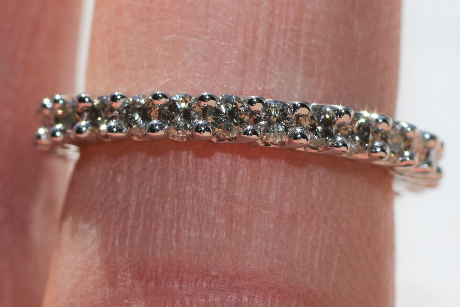 Chocolatebrown Color Diamond Eternity Ring in 10K White Gold 0.85 CTW