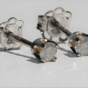 14K White Gold Natural Round Diamond Stud Earrings 0.20 Carat, Push Back Setting, Timeless Gift (EJ-116)
