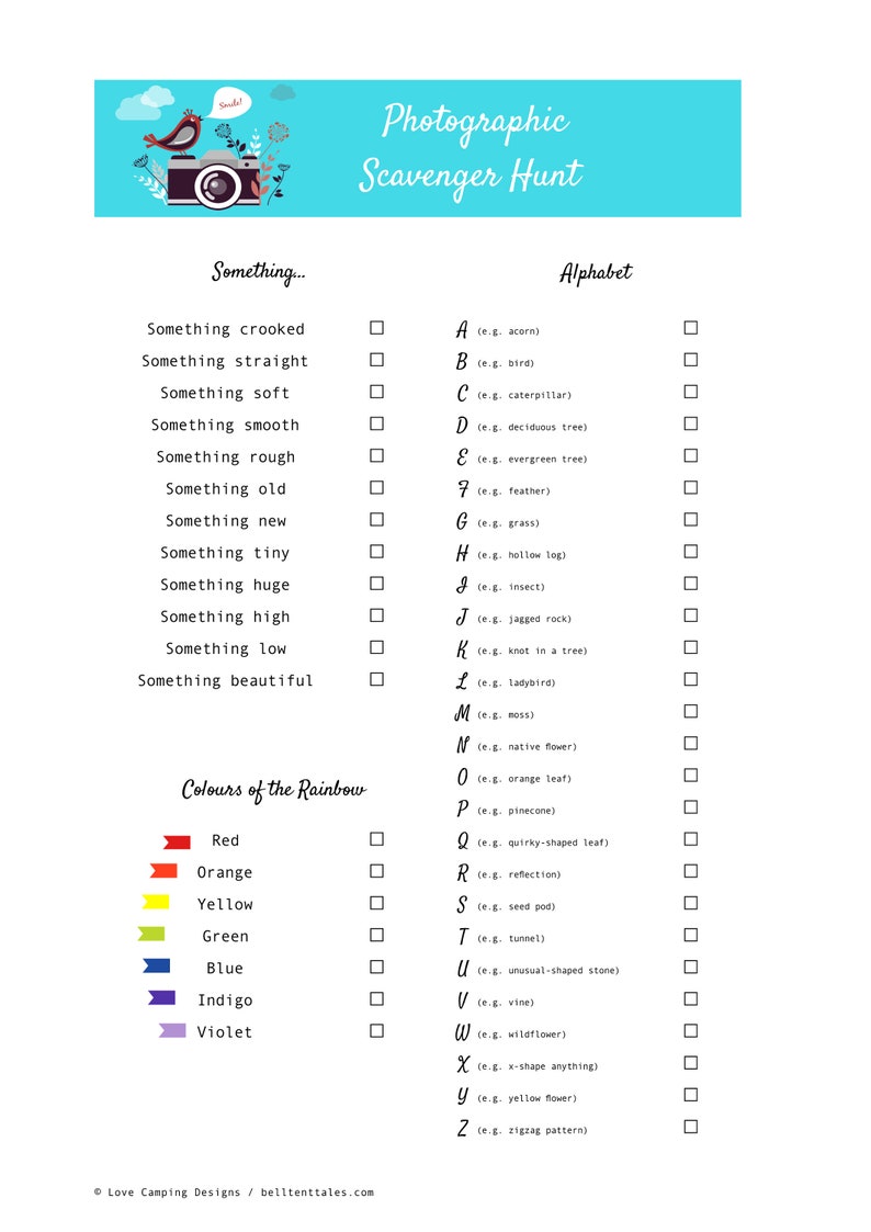 photographic outdoor scavenger hunt printable 1 page pdf for etsy