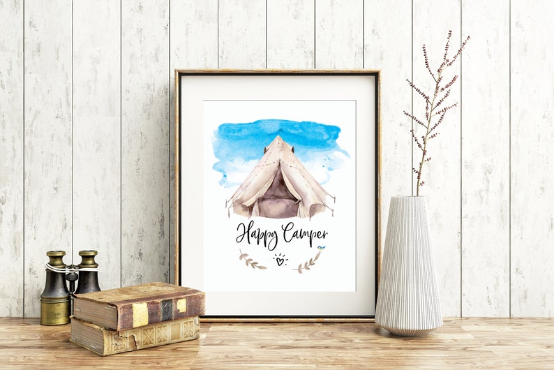 Happy Camper watercolour digital art print available for image 1