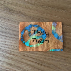 They/Them pronoun patch, queer nonbinary trans gift accessory, gift for them