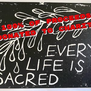 Stampa Every Life is Sacred: Palestina libera, cessate il fuoco, pace, colomba, ramo d’ulivo