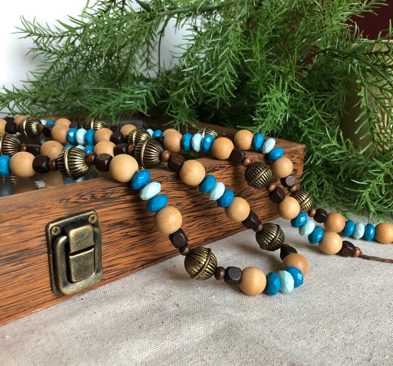 Blue Bead Garland Room Decor Beaded Boho Garland | Etsy