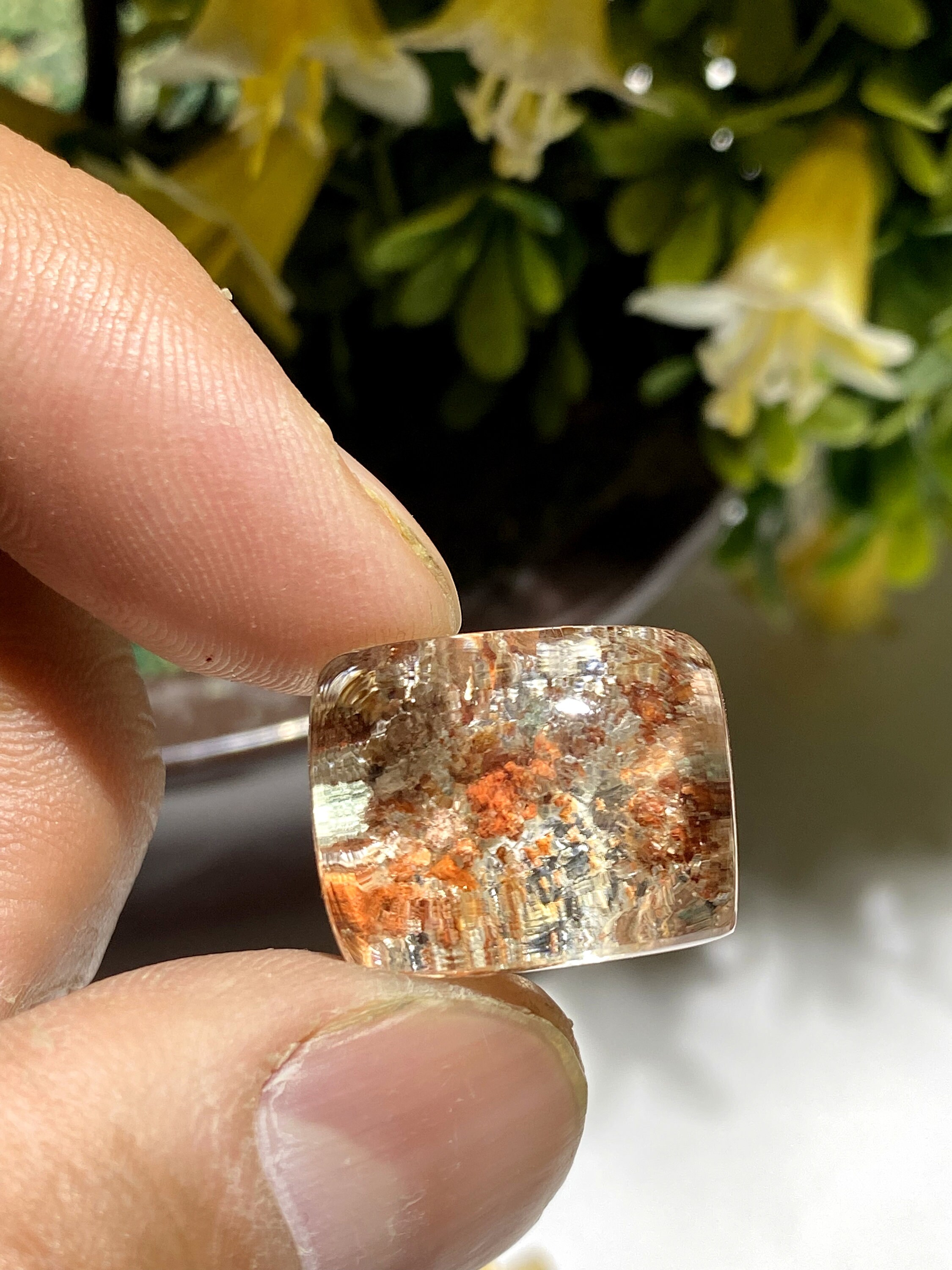 Amazing Garden Quartz Cabochon Loose Gemstone Designer Ludolite Cabochon For Multi Jewelry Making Gemstone Pear Shape {18x14}mm # 4627