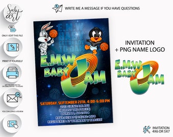 space jam baby shower invitations