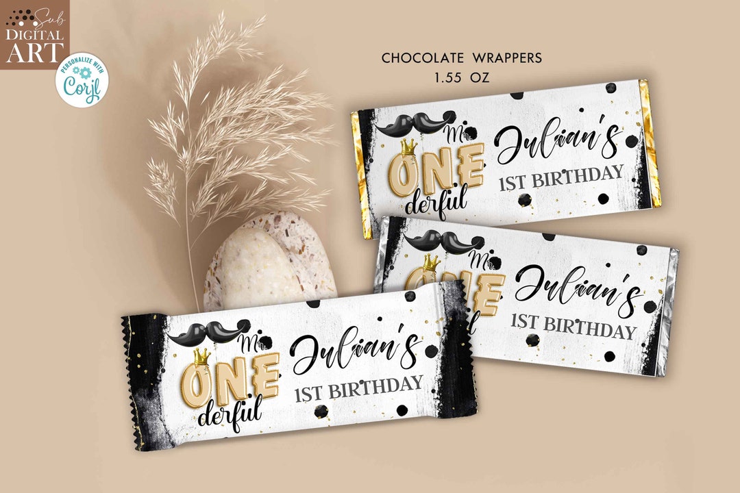 Editable Mr Onederful Candy Bar 1st Birthday Boy Party Decoration ...