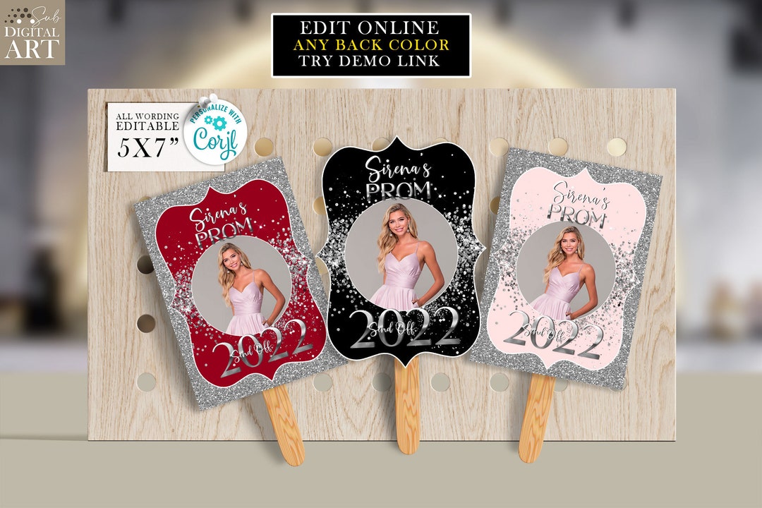 Editable Prom Party Decoration Fans, Silver & Custom Color Centerpieces ...
