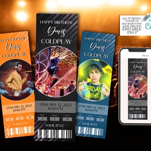 Custom Concert Tickets, Surprise Concert ticket template, Birthday gift ticket, Holiday Personalized Gift Digital Download Edit online Corjl