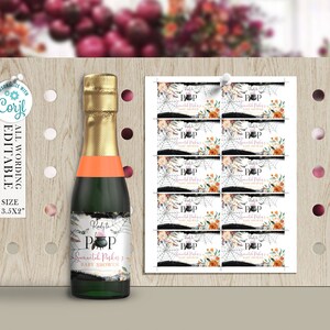 Halloween Baby shower mini champagne labels, A Baby is Brewing party decoration digital download Editable Corjl ANY WORDING